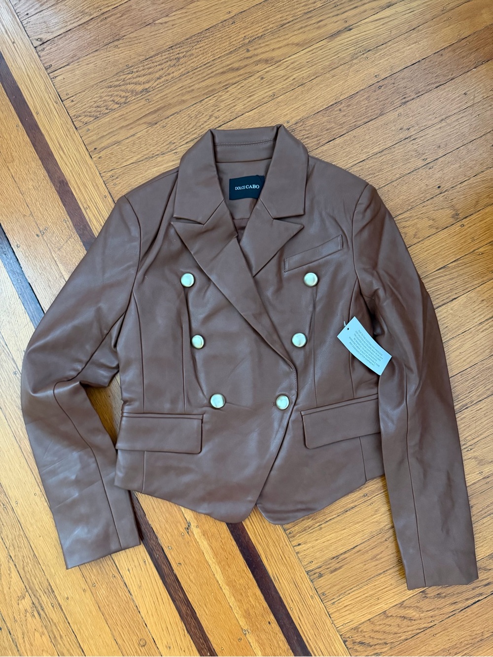 NEW Dolce Cabo double breasted biker jacket brown chocolate  XS NWT coat moto